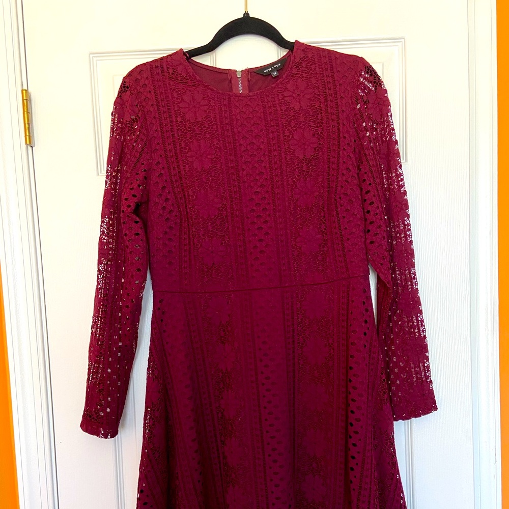 PRETTY lace effect skater dress. Worn once, great fall dress.